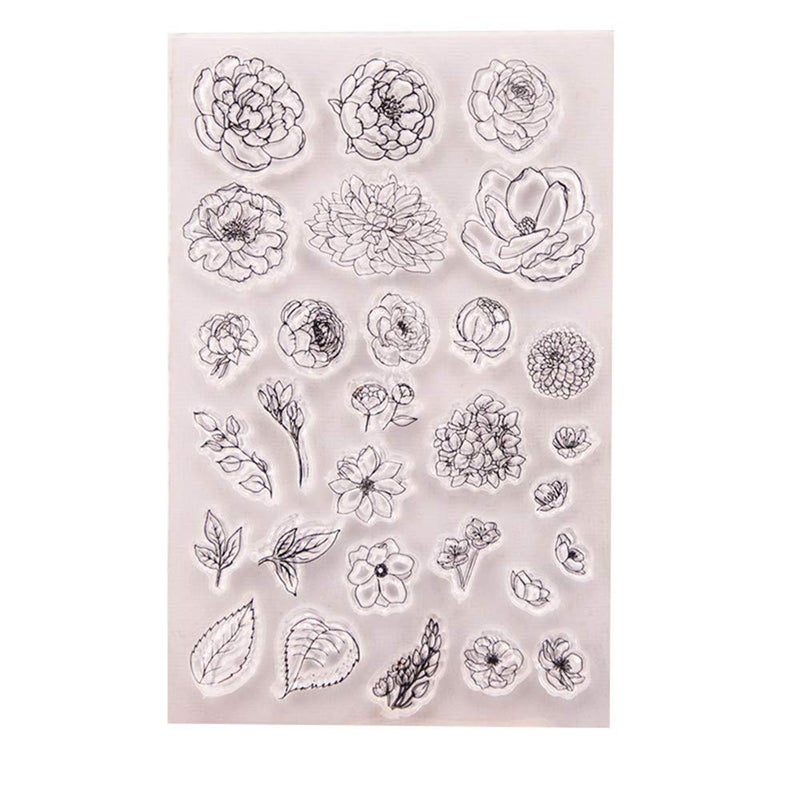 arriettycraft DIY Peony Flowers Leaves Clear Stamps for Card Making or Journaling, Mother's Day Rubber Stamps for Albums Journals Scrapbooking Paper Crafts Decoration - Image 1